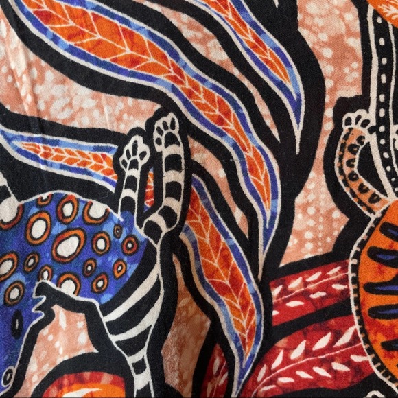 H&M Orange Multicolor Geometric Short Sleeve Kaftan Dress Size 2 - Picture 8 of 10